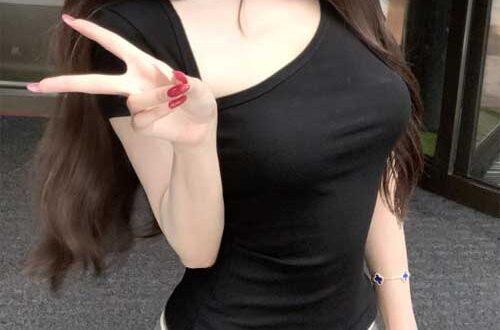 비대칭 숄더 슬림핏 티셔츠 빅사이즈 MAIN_0 이미지