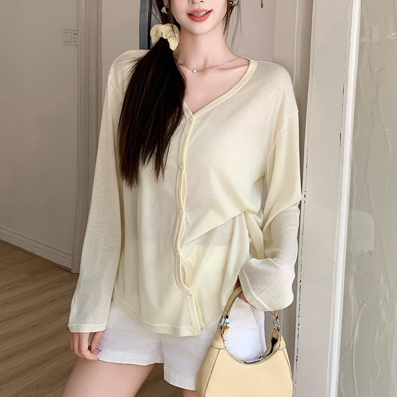 여름 브이넥 루즈핏 시스루 가디건 MAIN_0 이미지