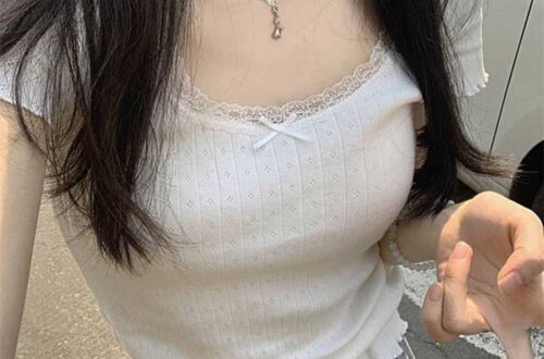 여리핏 스퀘어넥 레이스 반팔 티셔츠 빅사이즈 MAIN_0 이미지
