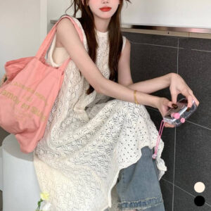 여자 뒷트임 시스루 짜임 레이어드 롱 조끼 MAIN_0 이미지