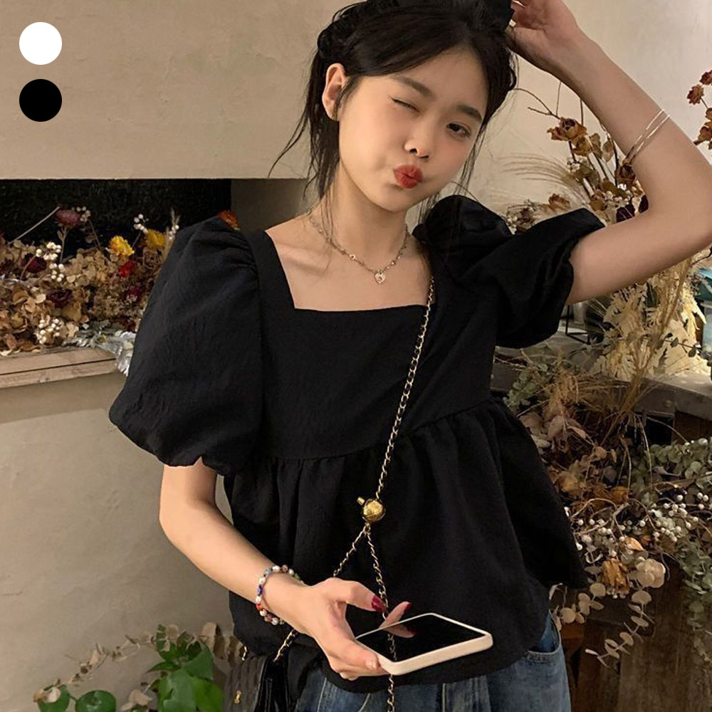 여자 입체 패턴 스퀘어 반팔 블라우스 빅사이즈 MAIN_0 이미지