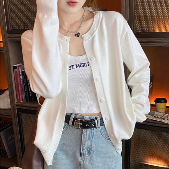클래식 라운드넥 심플 가디건 MAIN_0 이미지